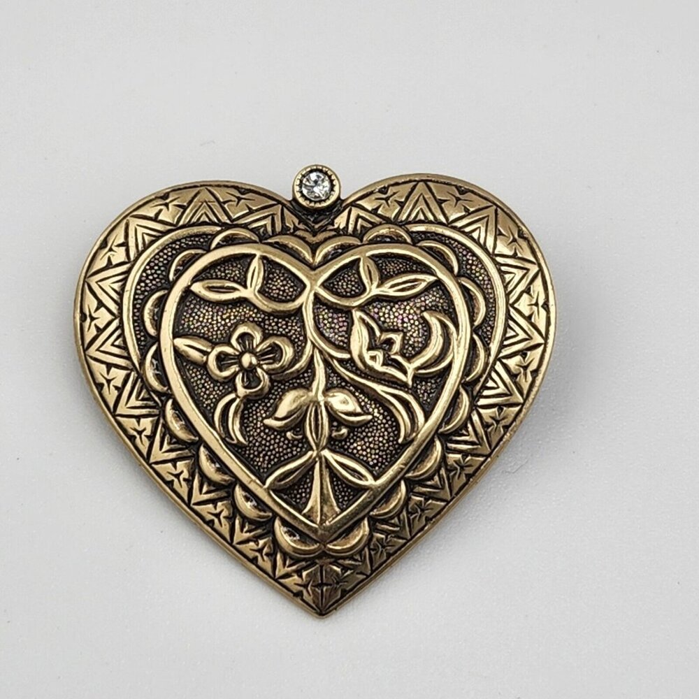 Vintage Heart‎ Pressed Metal Brooch